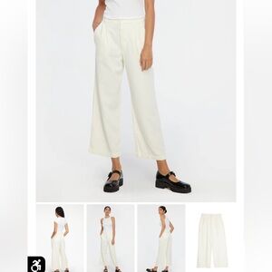 LACAUSA Cream White Wide-Leg Trousers